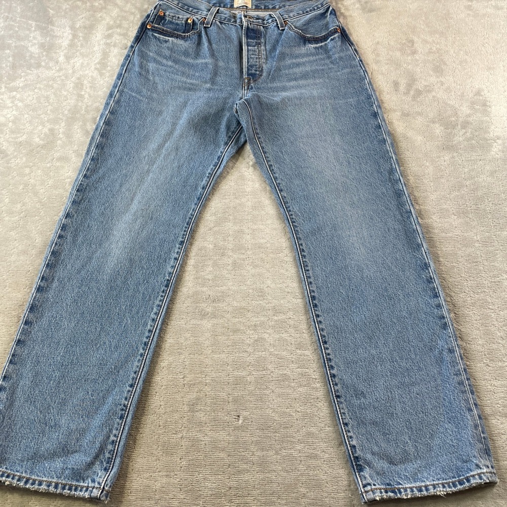 Levis Jeans Premium 501 90s Mens 29x30 Blue Button Fly Straight Leg Casual
